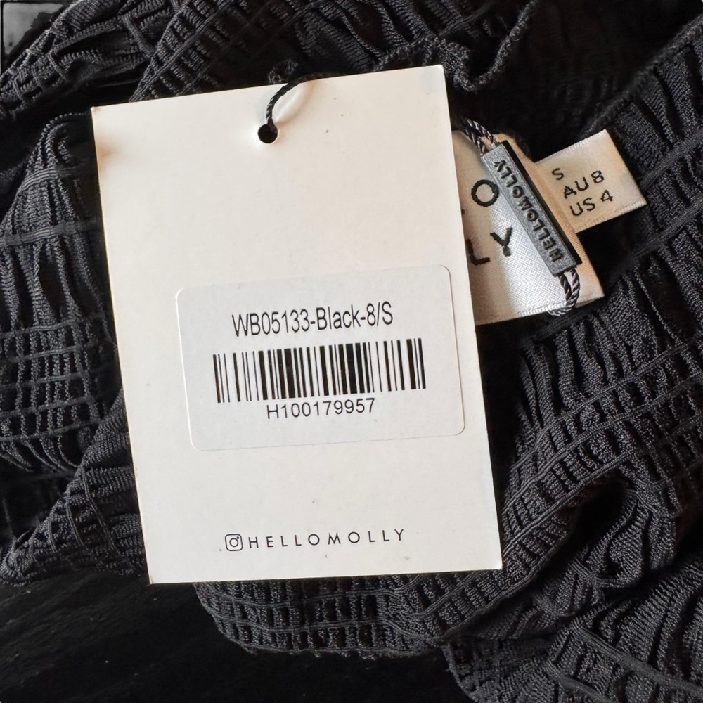 Hello Molly - NWT Black Long Sleeve Textured Bodysuit Sz S - Picture 7 of 9